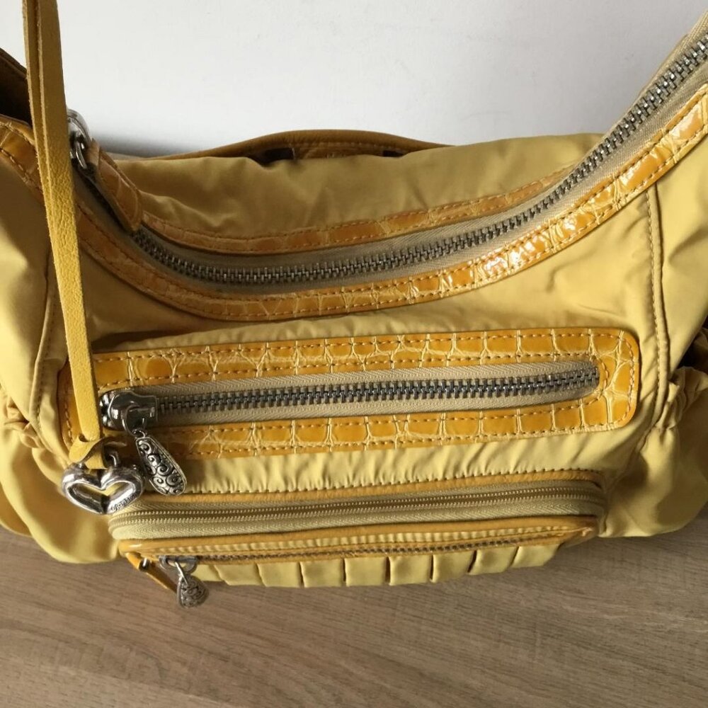 Brighton Yellow Shoulder Bag with Front Zipper Pockets - Picture 8 of 12